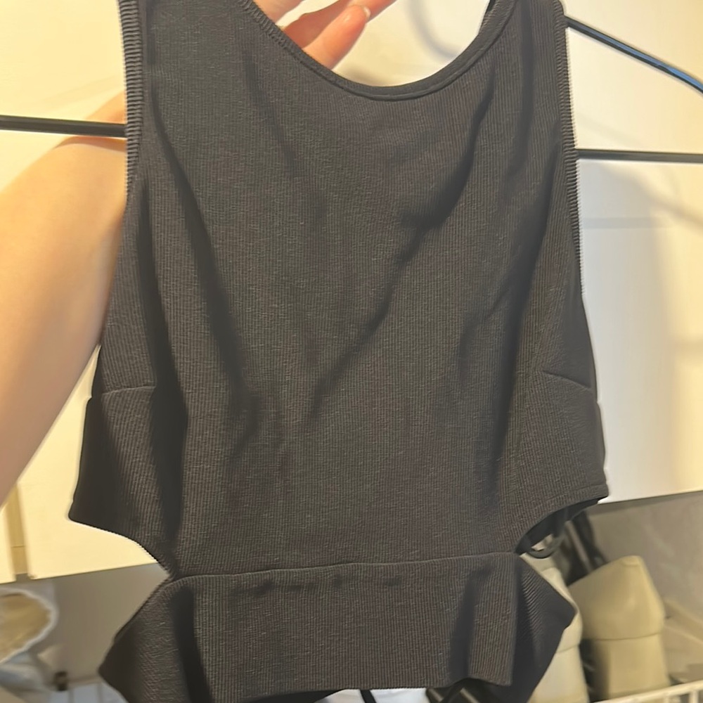 Stylish Black Crop Peplum Tank Top